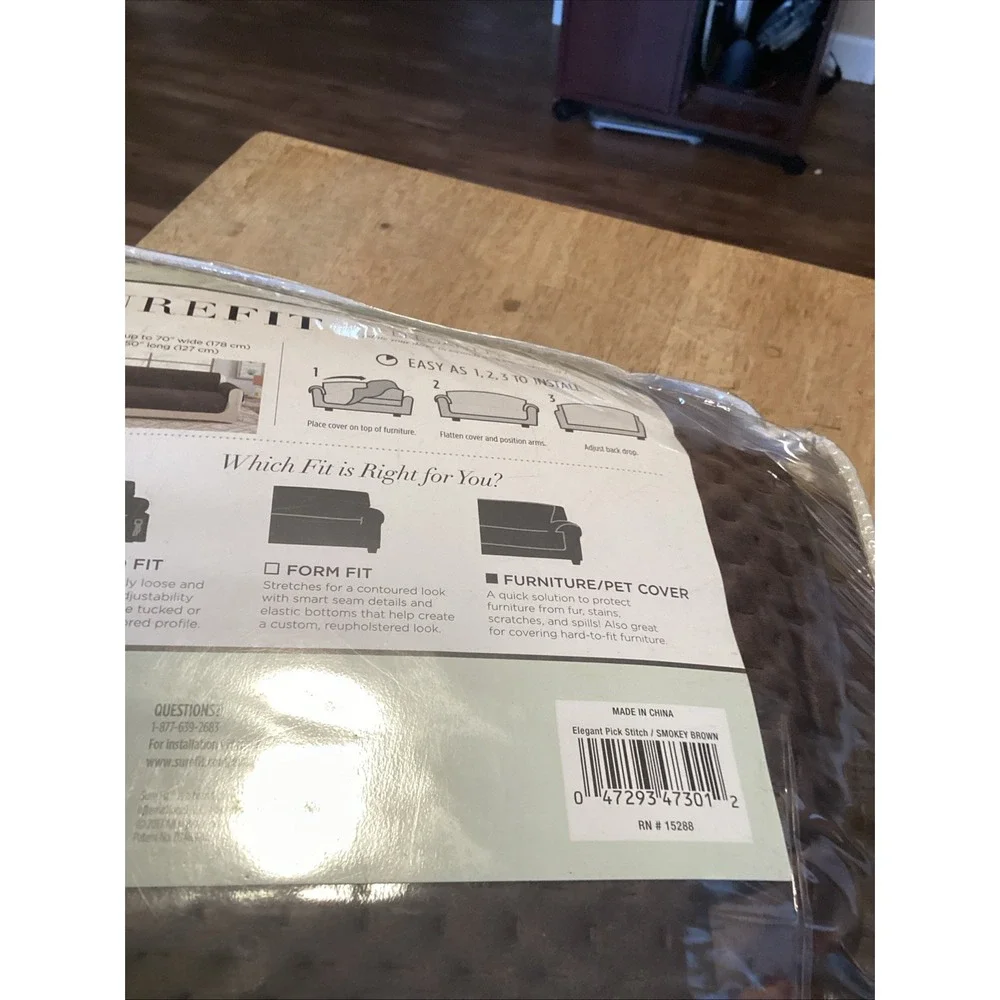 Sure Fit Elegant Pick Stitch Sofa Pet Cover Slipcover Smokey Brown 70in Wide